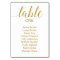 Elegant Gold White Wedding Seating Chart Cards