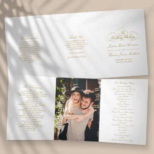 Elegant Gold & White Wedding Tri-Fold Programme
