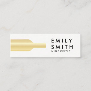 Elegant Gold White Wine Bottle Mini Business Card