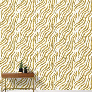 elegant gold white zebra print wallpaper