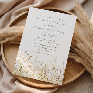 Elegant Gold Wildflower Field Wedding Invitation