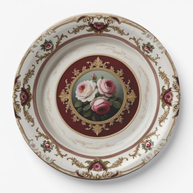 Elegant Gold wildflower Floral Ceramic Wedding Paper Plate (Front)