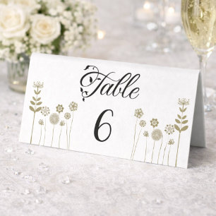 Elegant Gold Wildflower Wedding Table Number Card