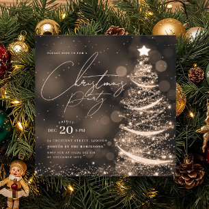 ELEGANT Gold Winter Christmas Tree Party Invitation