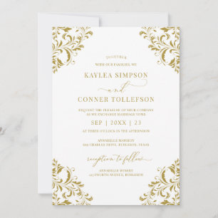 Elegant Gold Winter Holiday Wedding Invitation