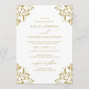 Elegant Gold Winter Holiday Wedding Invitation
