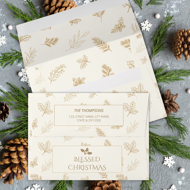Elegant Gold Winter Leaves Envelope (Creator Uploaded)