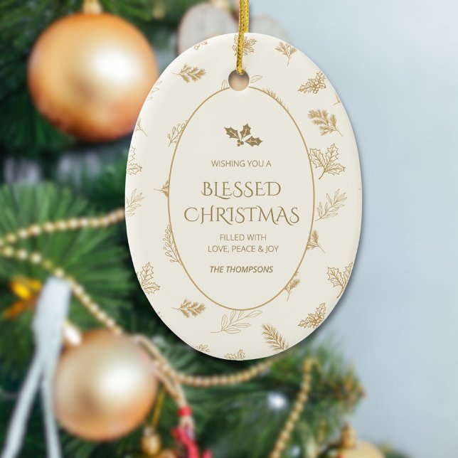 Elegant Gold Winter Leaves MIstletoe Ceramic Tree Decoration (Creator Uploaded)