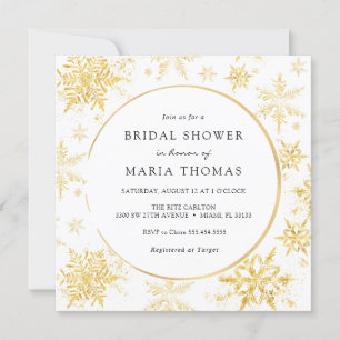 Elegant Gold Winter Snowflake Bridal Shower Invitation