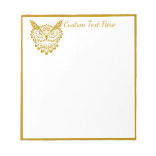 Elegant Gold Wise Owl Decorative Name Notepad