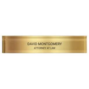 Elegant Gold with Black Typography Lawyer Nameplate