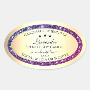 Elegant Gold with Purple Glitter Product Labels