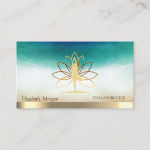 Elegant Gold Women Silhouette Lotus Business Card