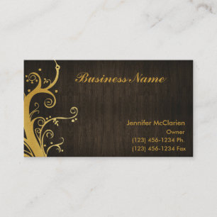Elegant Gold & Wood grain Business Card