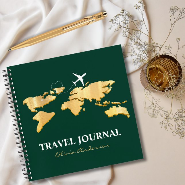 Elegant Gold World Map & Aeroplane, Travel Journal (Creator Uploaded)