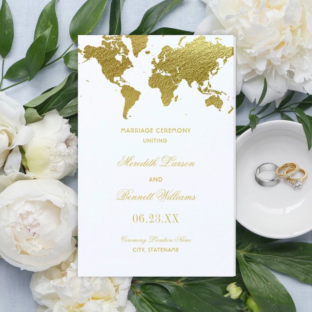 Elegant Gold World Map Wedding Ceremony (Creator Uploaded)