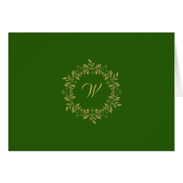 Elegant Gold Wreath (H) YOU PICK Holiday PhotoCard (Front Horizontal)