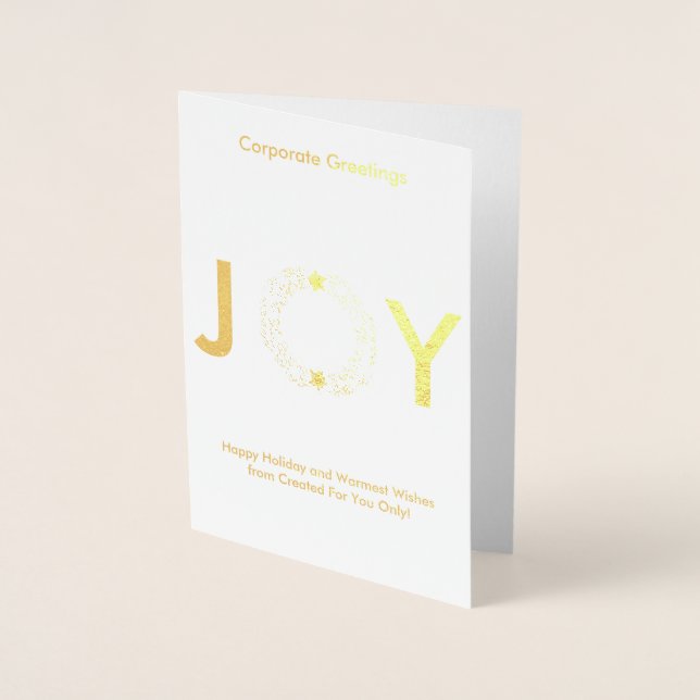 Elegant Gold Wreath Happy Holiday Corporate Real Foil Card (Front)