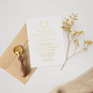 Elegant Gold Wreath Monogram Wedding