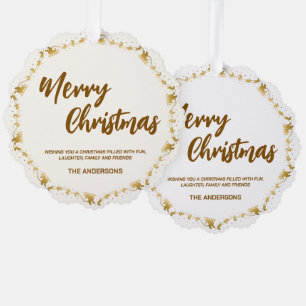 Elegant Gold Wreath Pine tree merry Xmas for her Decoration Card