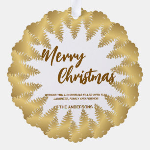 Elegant Gold Wreath Pine tree merry Xmas for her Tree Decoration Card