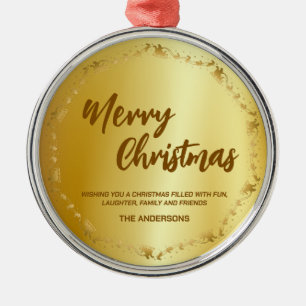 Elegant Gold Wreath Santa Sled Deer merry Xmas Metal Tree Decoration