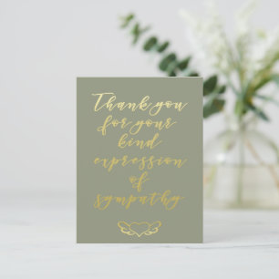Elegant Gold Wreath - Thank You for Your Sympathy Postcard