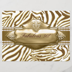 Elegant Gold Zebra 50th Birthday Party Invitation