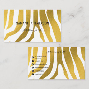 Elegant Gold Zebra Stripes Modern Professional Business Card