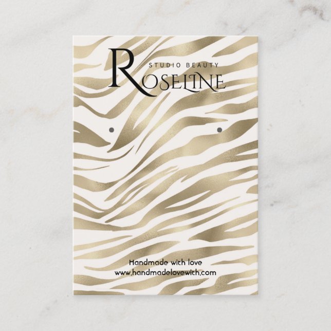 Elegant  Gold Zibra Print Display Card (Front)