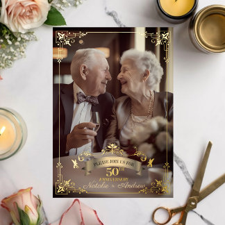 Elegant Golden 50 years of marriage Vow Renewal