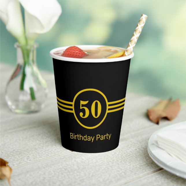 Elegant Golden 50th 60th 70th 80th Birthday Party Paper Cups (Insitu)