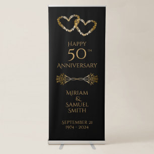 Elegant Golden 50th Anniversary Custom Party Retractable Banner