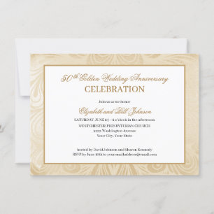 Elegant Golden 50th Script Wedding Anniversary Invitation