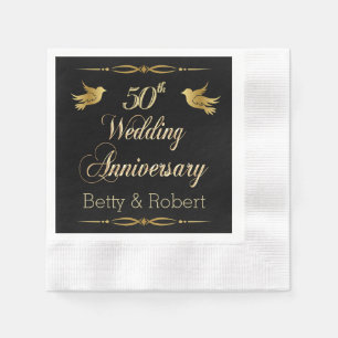 Elegant Golden 50th Wedding Anniversary Paper Napk Napkin