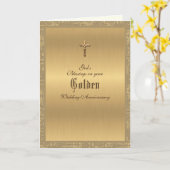 Elegant Golden 50th Wedding Anniversary Religious Card (Yellow Flower)