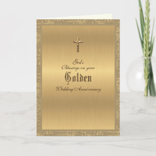 Elegant Golden 50th Wedding Anniversary Religious Card