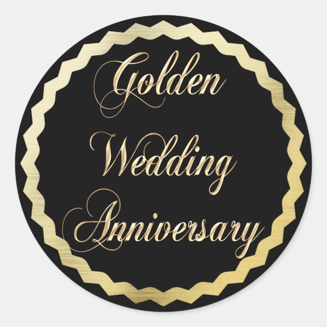 Elegant Golden 50th Wedding Anniversary Sticker (Front)