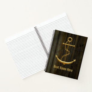 Elegant Golden Anchor Rustic Dock Wood Modern  Notebook