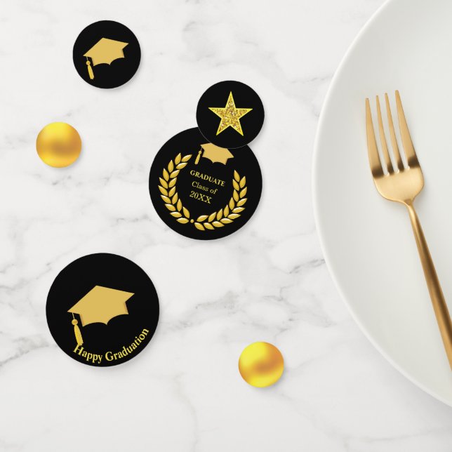 Elegant Golden and Black Graduation Confetti (Group)