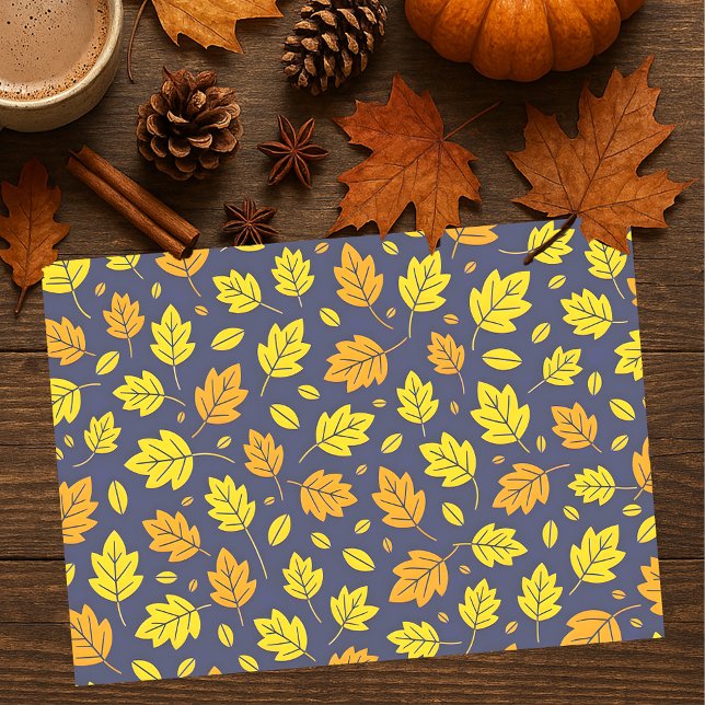 Elegant Golden and Orange Autumn Leaves Pattern Tissue Paper (Creator Uploaded)