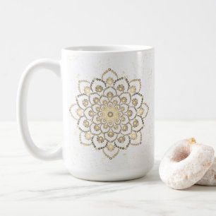Elegant Golden and White Mandala Coffee Mug