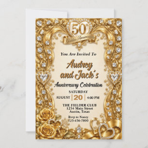 Elegant Golden Anniversary Invitation
