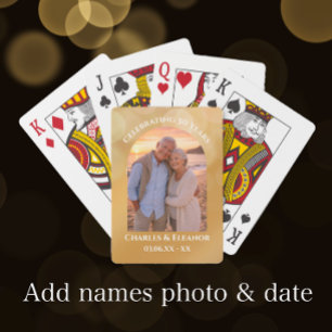 Elegant Golden Arch Photo 50th Anniversary Gift Playing Cards