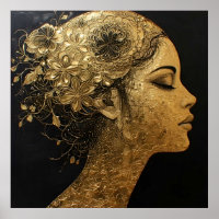 Elegant Golden Art of a Woman's Profile
