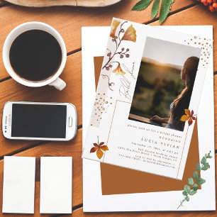 Elegant Golden Autumn Leaf Bridal Shower Invitation