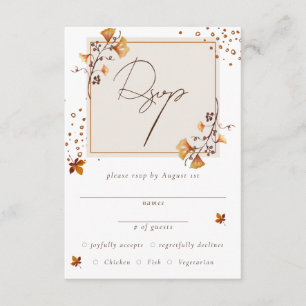 Elegant Golden Autumn Leaf RSVP Enclosure Card
