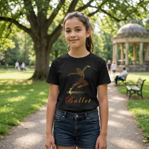 Elegant Golden Ballet Dancer Line Art Illustration T-Shirt