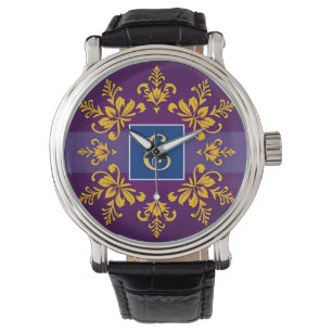 Elegant Golden Baroque Letter E Watch