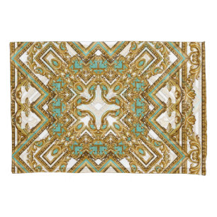 Elegant golden baroque, ornamental design. pillowcase